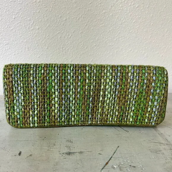 Shiraleah clutch hand bag green tweed fabric satin liner retro office siren - Picture 7 of 11